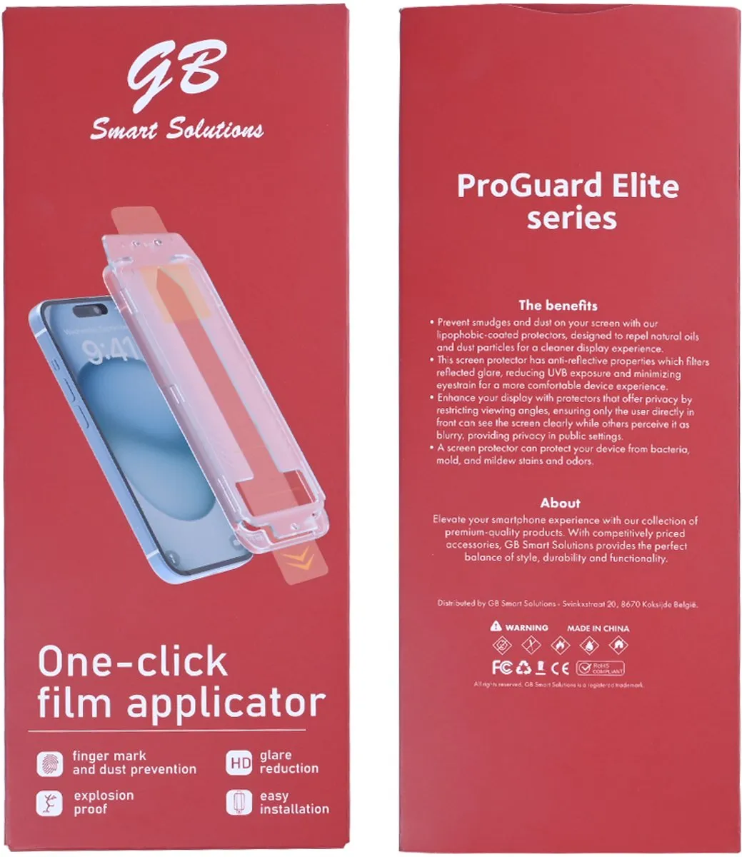 GB ProGuard Elite Screenprotector voor iPhone 14 Pro - Applicator Film – Gehard Glas – Volledige Dekking – Krasbestendig & Schokabsorberend
