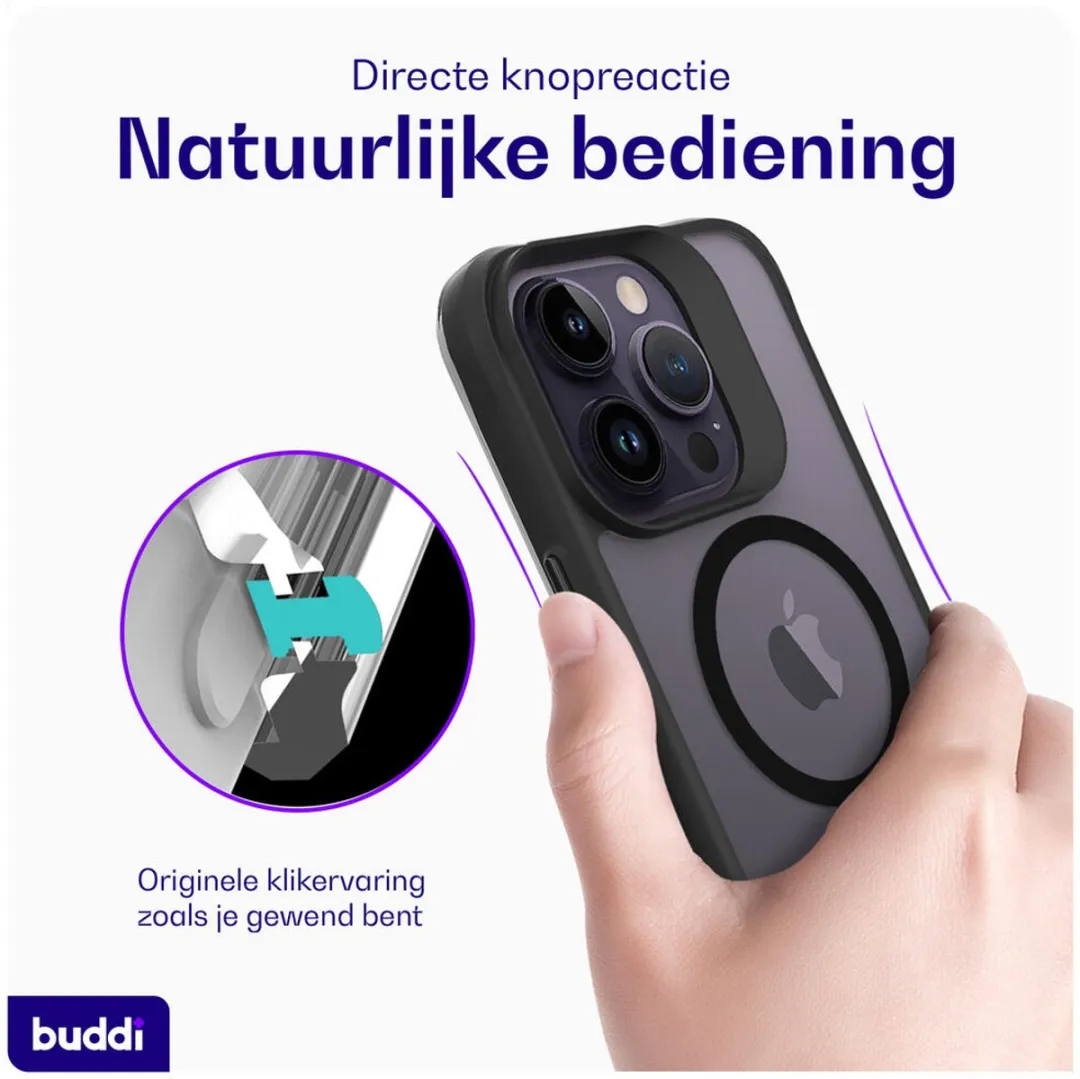 Buddi Hybrid Hoesje iPhone 14 Pro Max - MagSafe - Matte Zwart