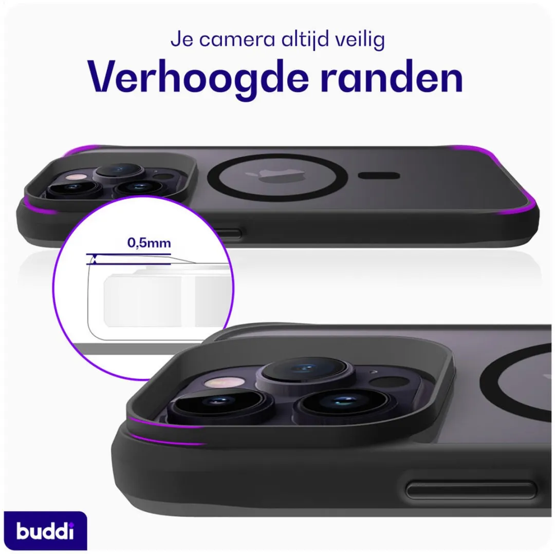 Buddi Hybrid Hoesje iPhone 14 Pro Max - MagSafe - Matte Zwart