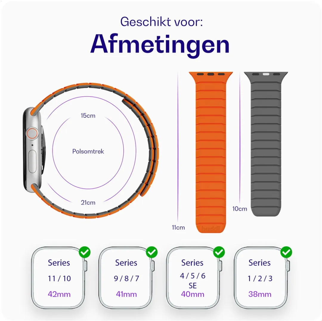 Buddi Fuse Magnetisch Bandje Apple Watch - 38/40/41/42mm - Oranje - afbeelding 6 van 6