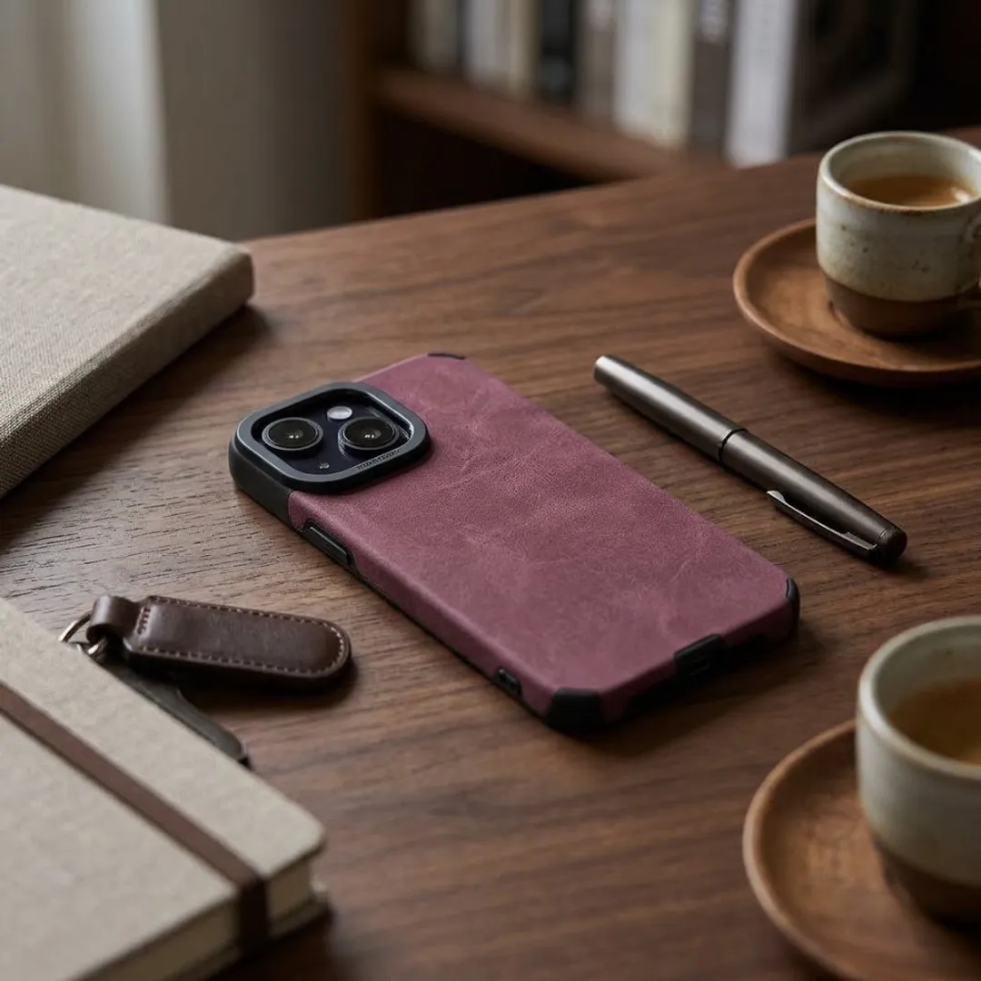 NUVEX Bordeaux Paars Mat Hoesje iPhone 15 - Camera Bescherming
