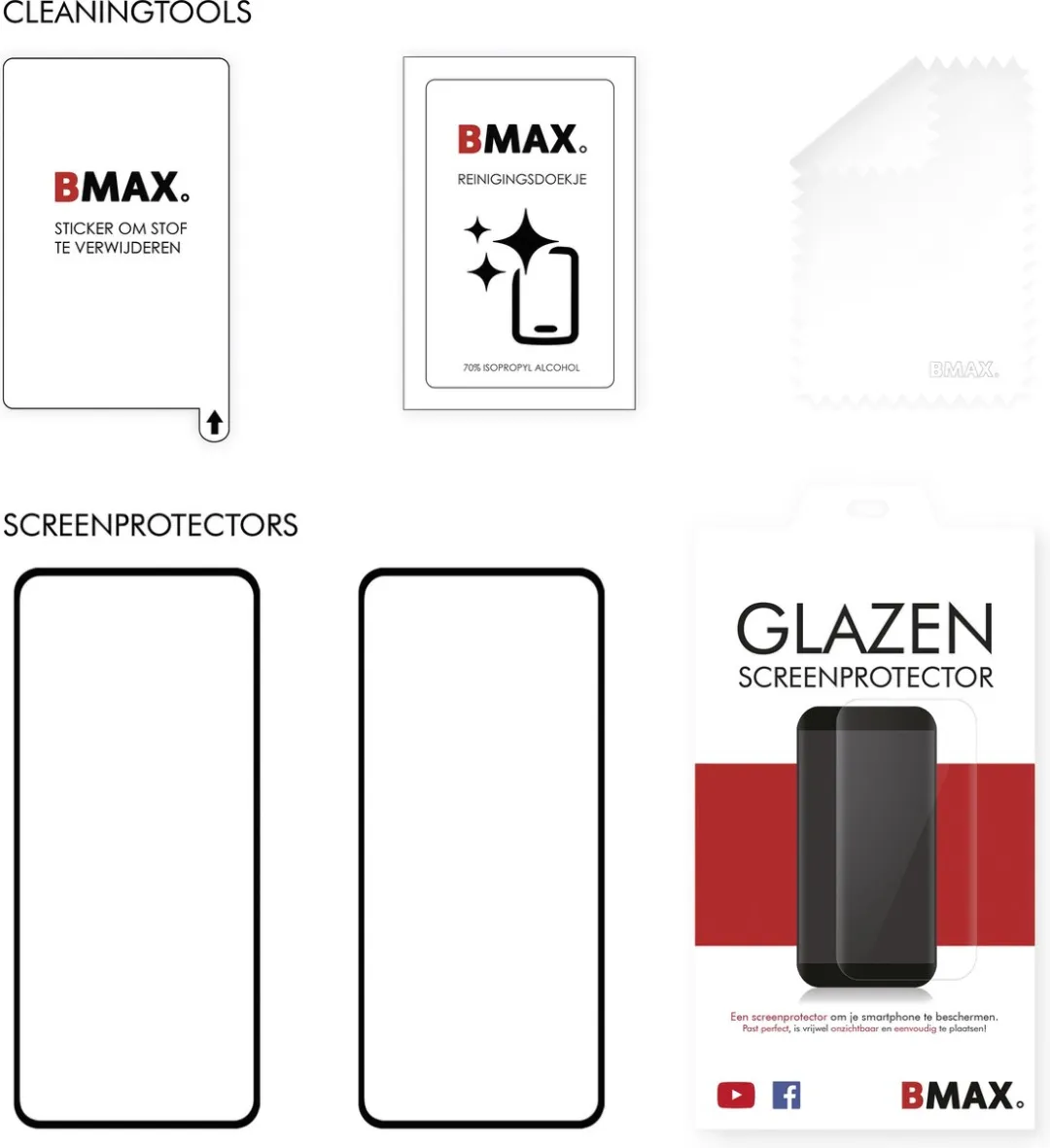 BMAX Screenprotector voor OPPO A53s - 2 Stuks