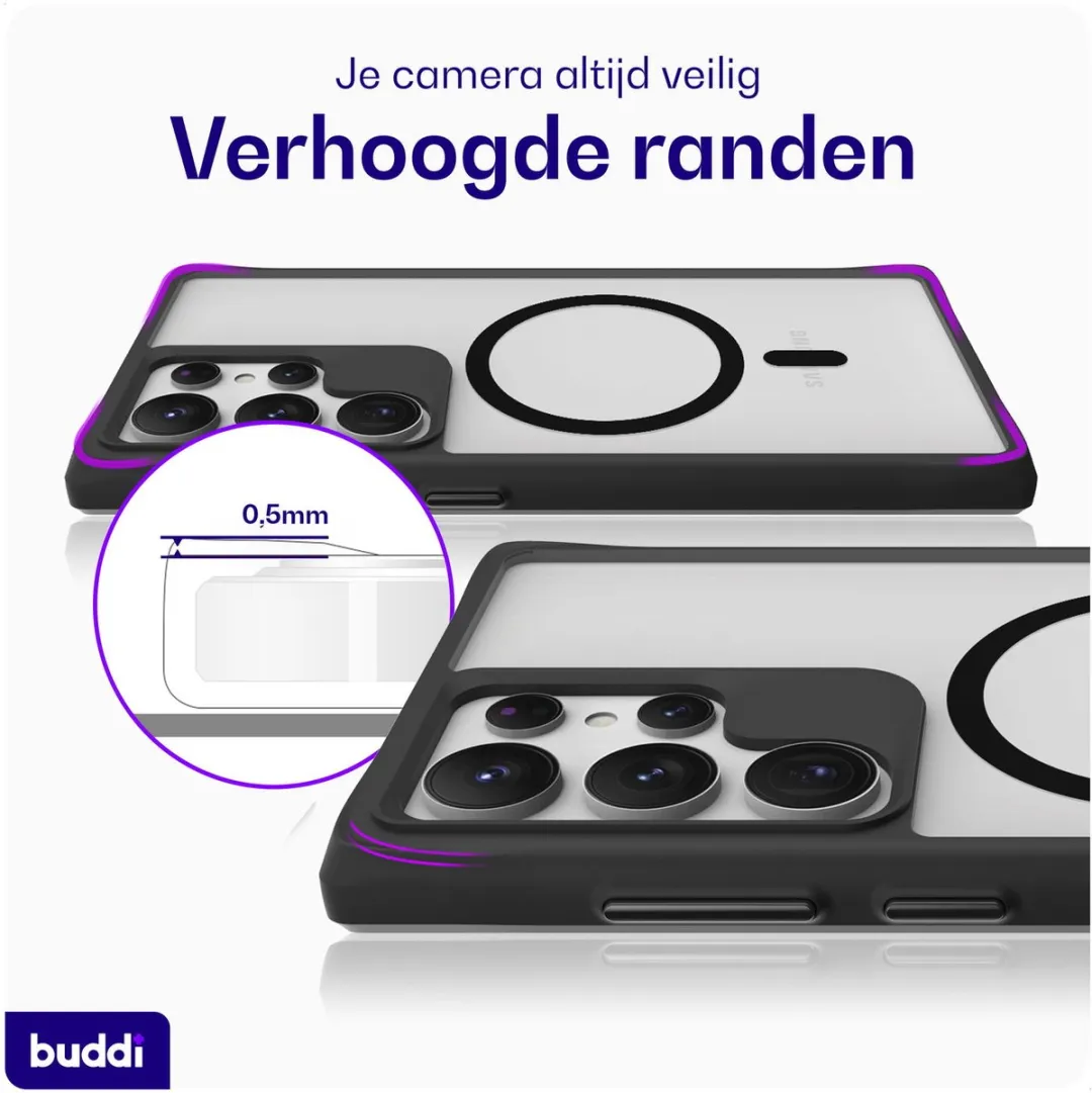 Buddi Hybrid Hoesje Samsung Galaxy S24 Ultra - MagSafe - Matte Zwart