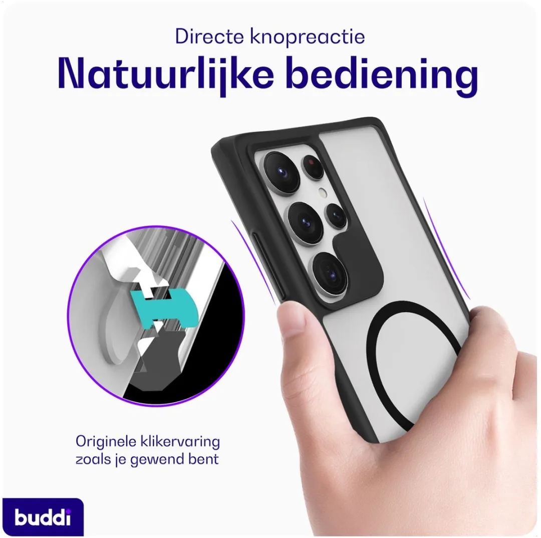 Buddi Hybrid Hoesje Samsung Galaxy S24 Ultra - MagSafe - Matte Zwart