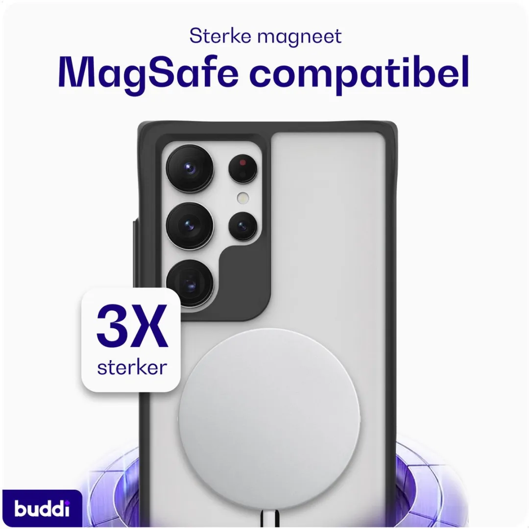Buddi Hybrid Hoesje Samsung Galaxy S24 Ultra - MagSafe - Matte Zwart
