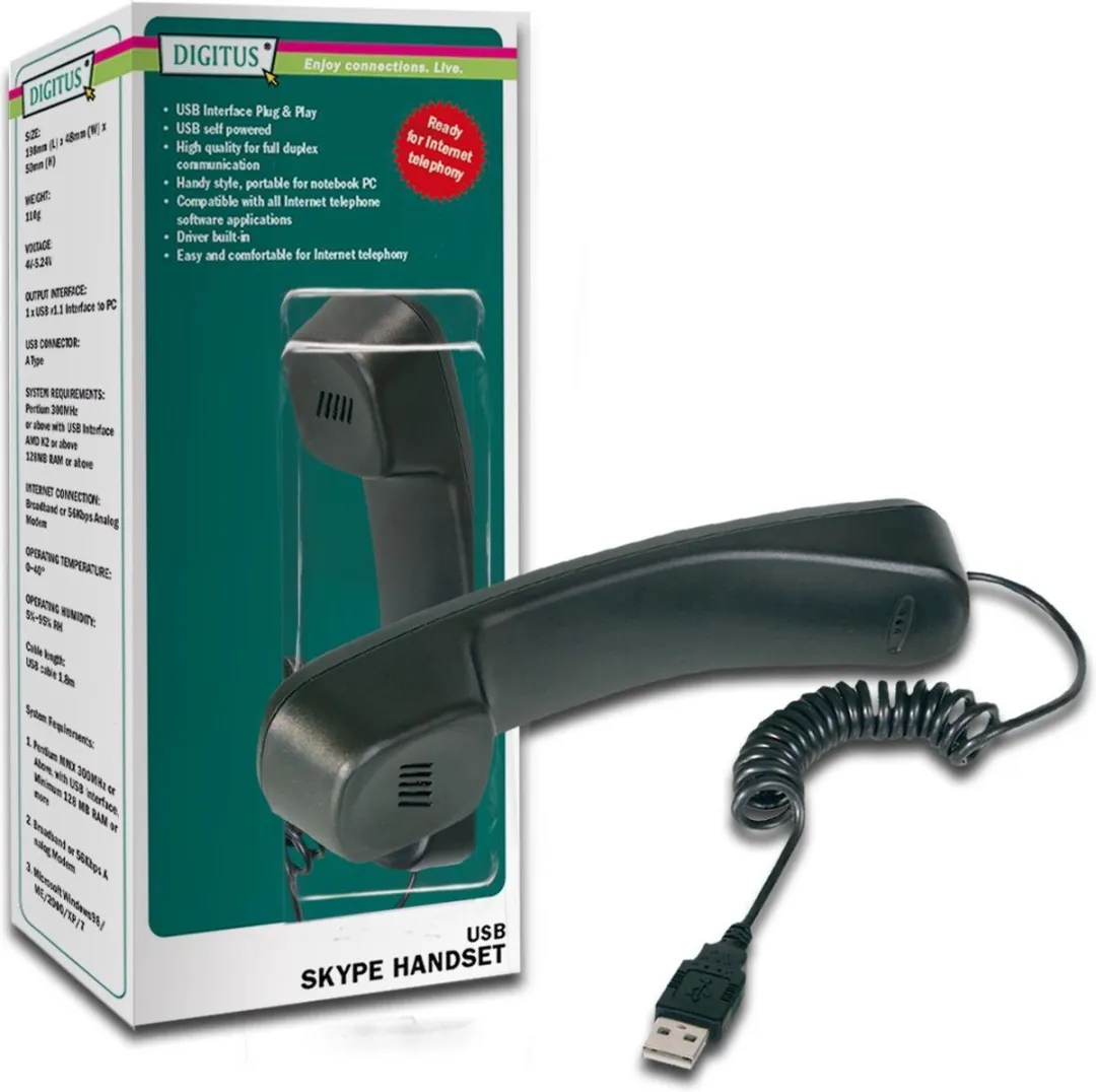 Digitus DA-70772 USB Telefoonhoorn - Zwart