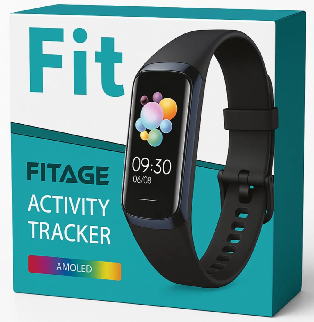 FITAGE Activity Tracker - Stappenteller & Hartslagmeter - Zwart