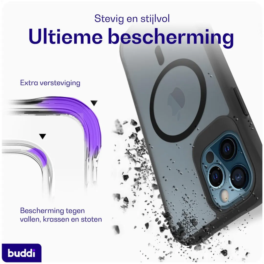 Buddi Hybrid Hoesje iPhone 12/12 Pro - MagSafe - Matte Zwart