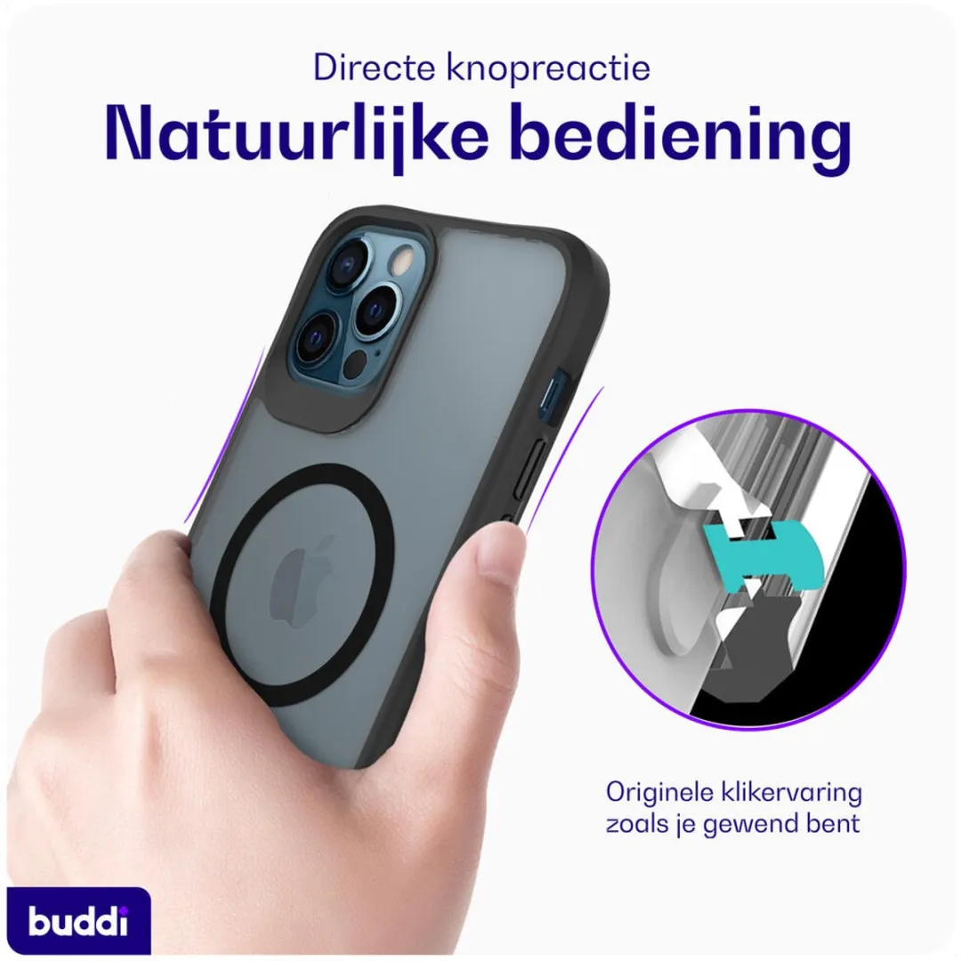 Buddi Hybrid Hoesje iPhone 12/12 Pro - MagSafe - Matte Zwart - afbeelding 6 van 6