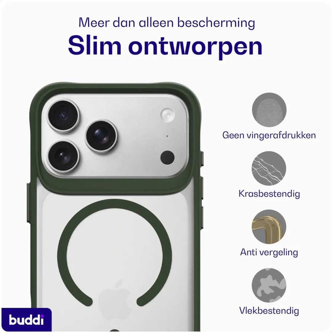 Buddi Hybrid Hoesje iPhone 17 Pro - MagSafe Groen