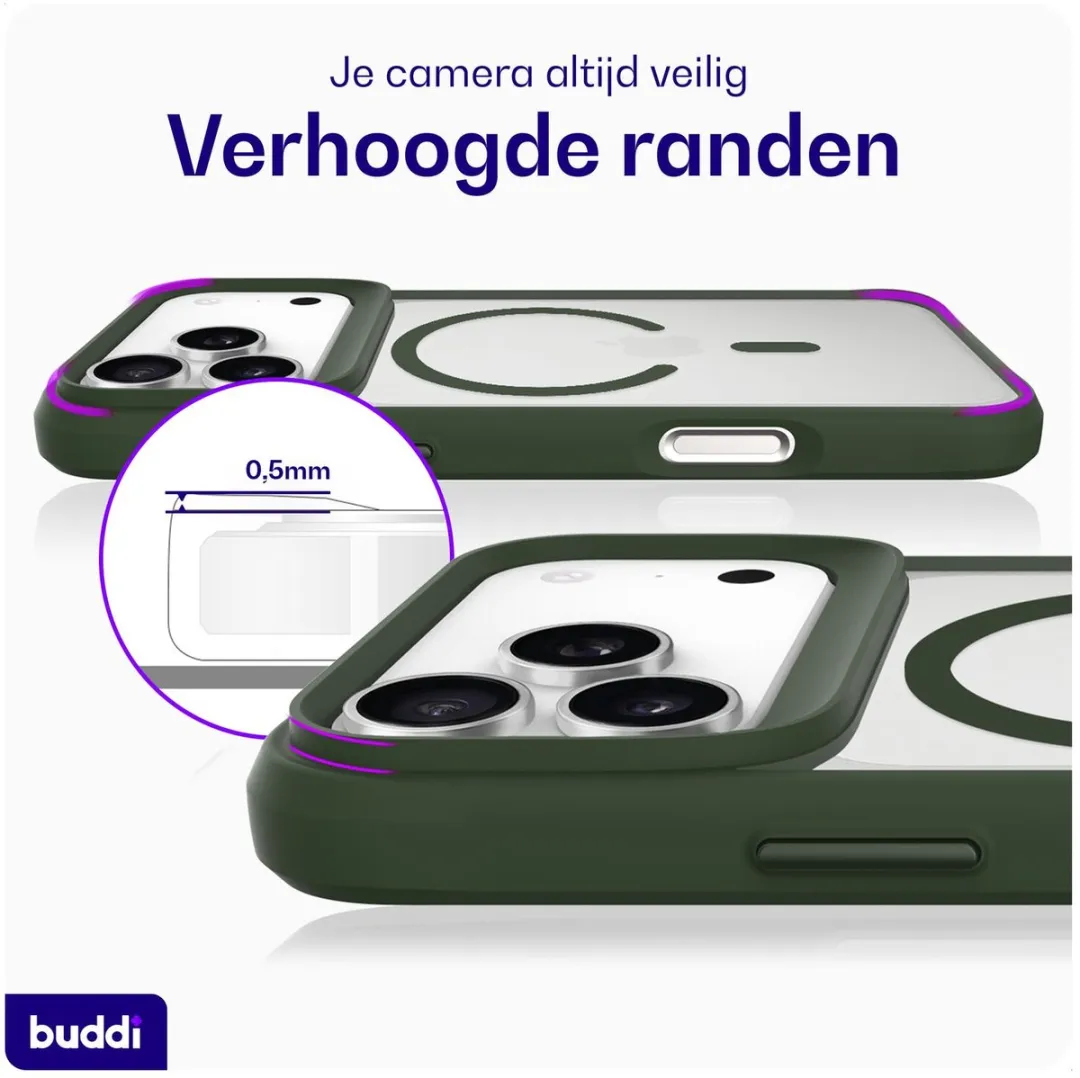 Buddi Hybrid Hoesje iPhone 17 Pro - MagSafe Groen