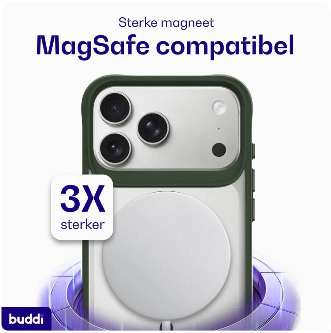Buddi Hybrid Hoesje iPhone 17 Pro - MagSafe Groen