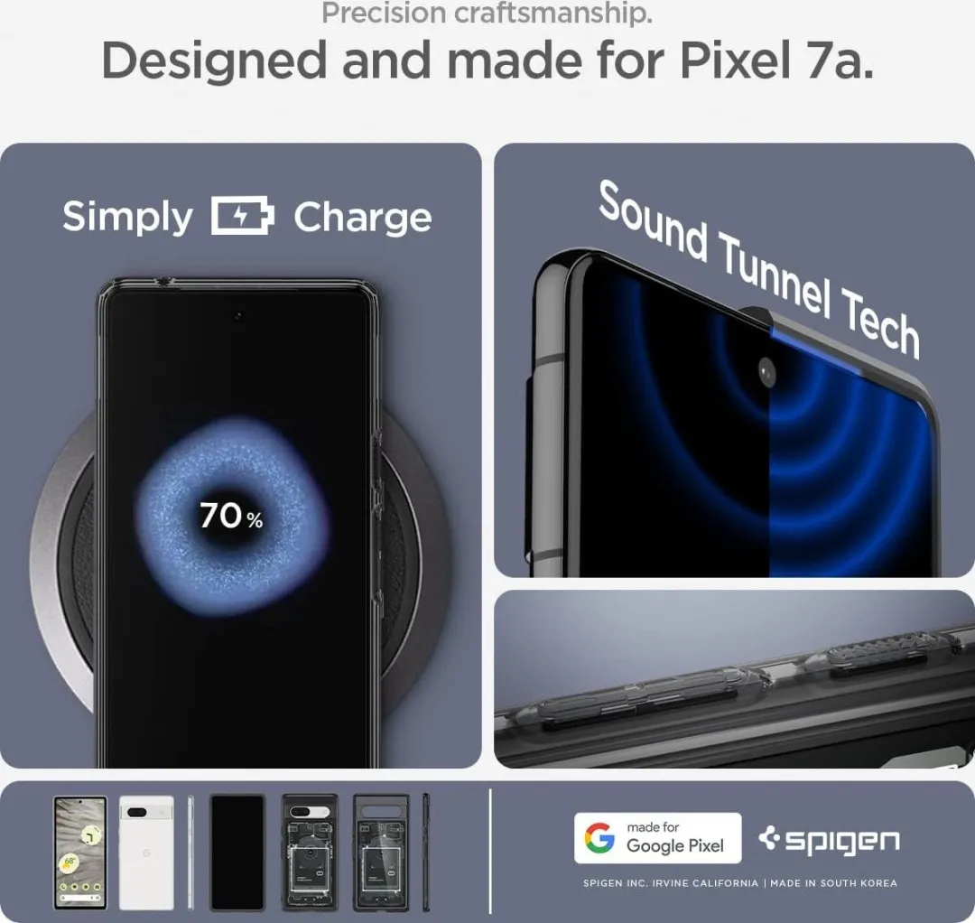 Spigen Ultra Hybrid 8809896744638 Back Cover - Google Pixel 7a - Zwart - afbeelding 6 van 6