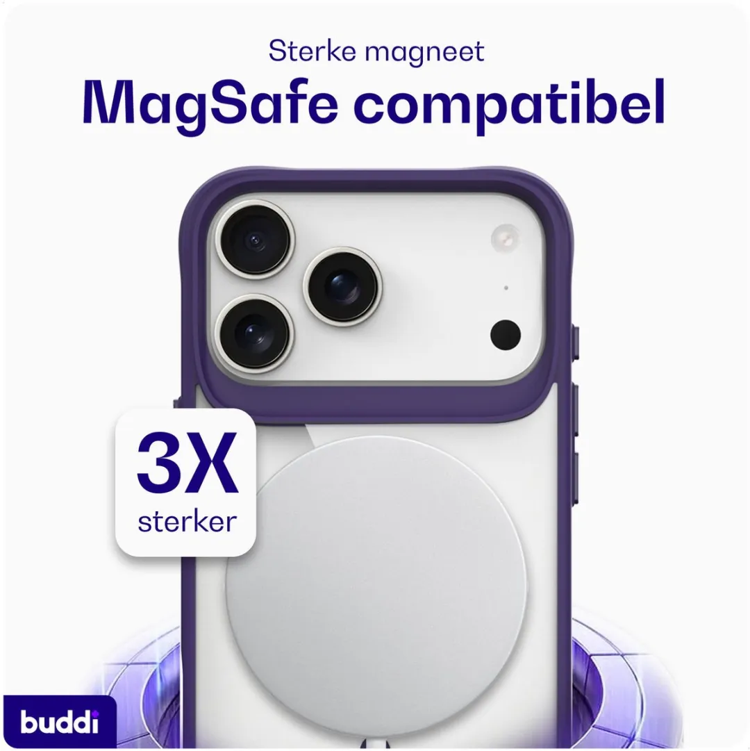 Buddi Hybrid Hoesje iPhone 17 Pro - MagSafe - Transparant Paars
