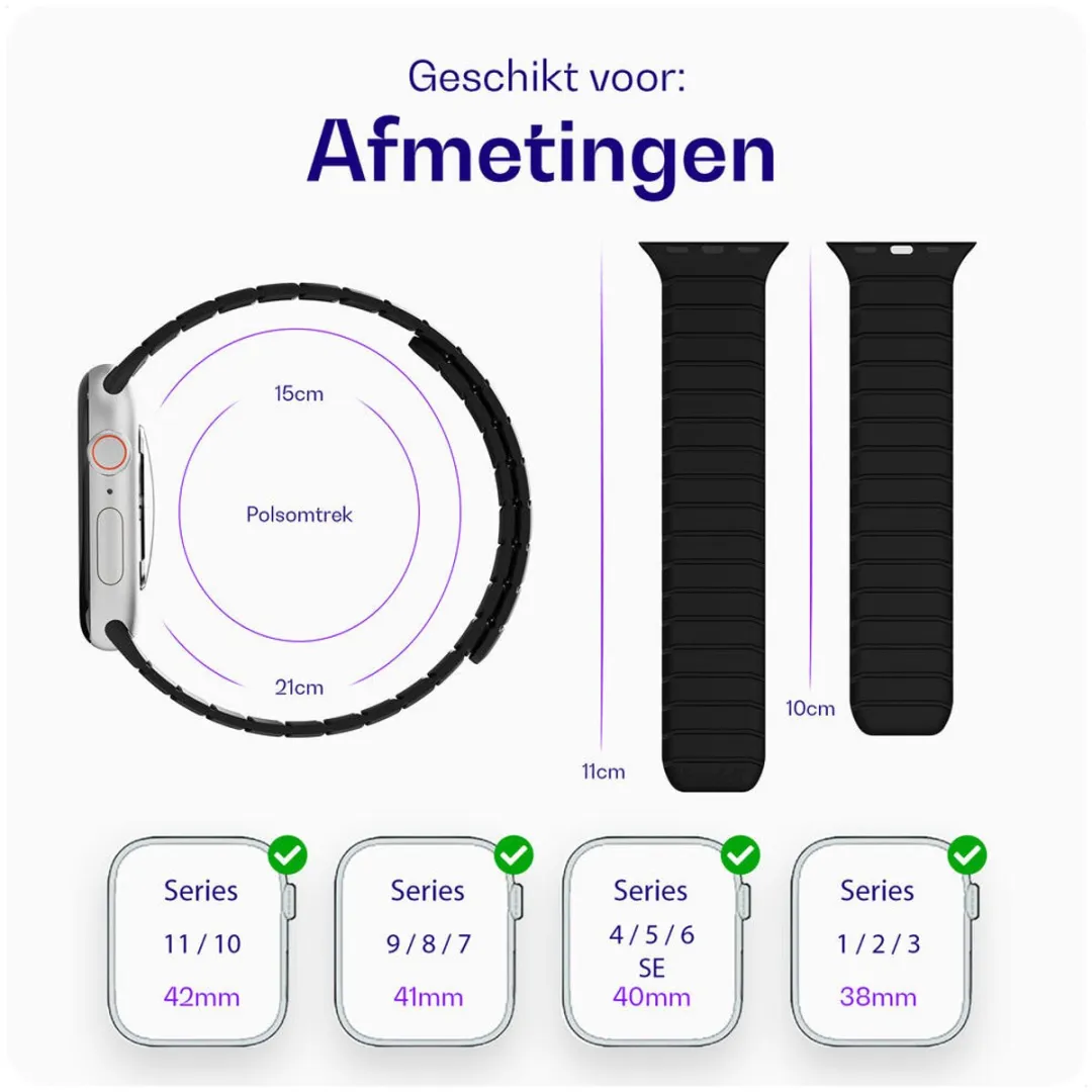 Buddi Fuse Magnetisch Bandje Apple Watch - 38/40/41/42mm - Grijs - afbeelding 6 van 6