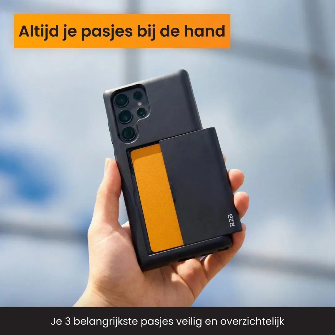 R2B Utrecht Telefoonhoesje Samsung Galaxy S24 Ultra - 3 Pasjes - Zwart
