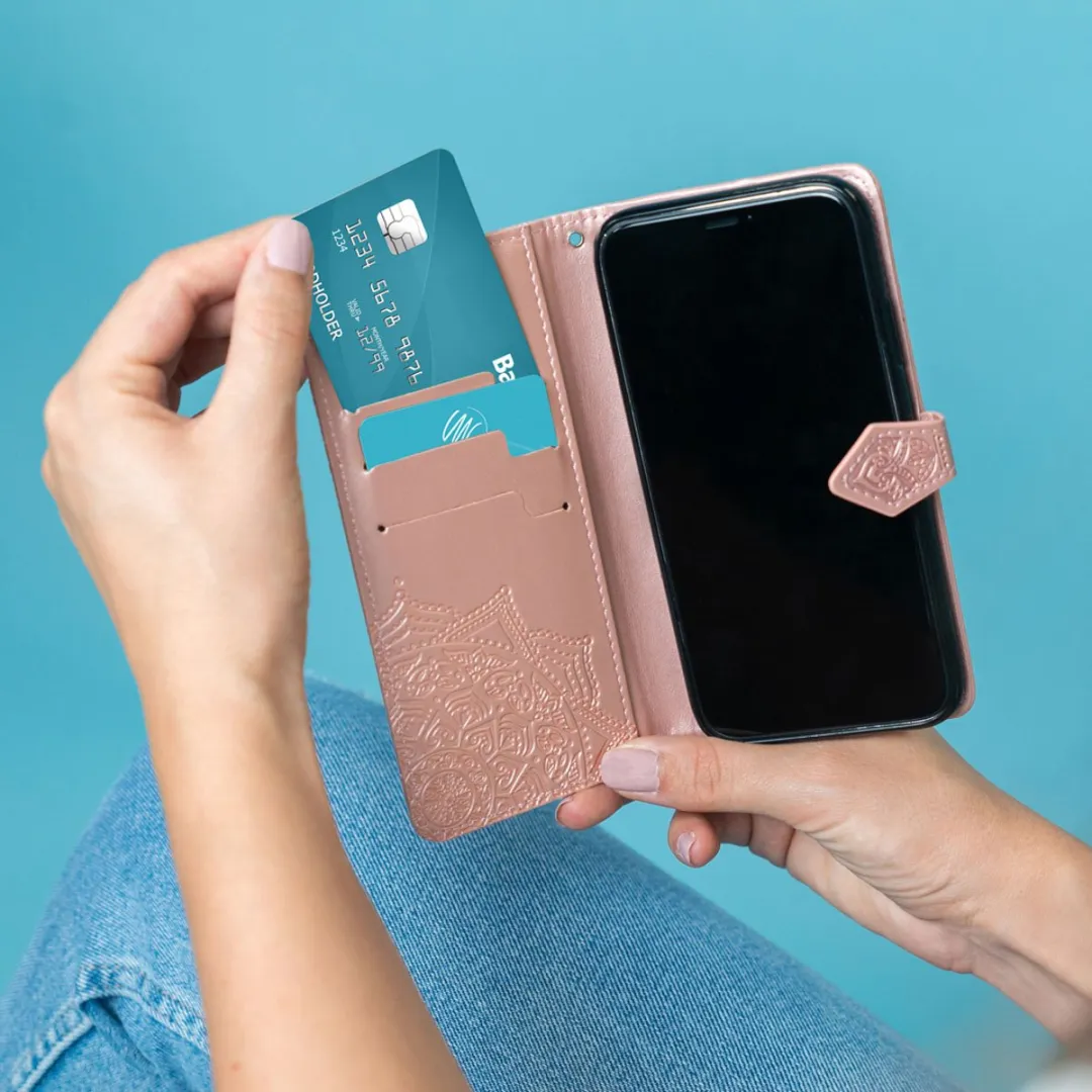 imoshion Hoesje - Geschikt voor Oppo A74 (4G) - Mandala Bookcase - Rosé Goud