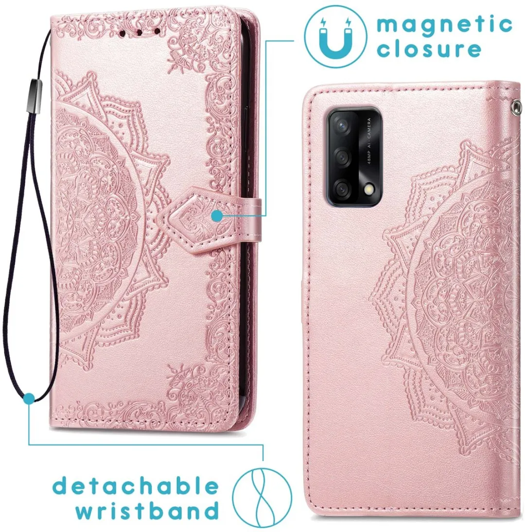 imoshion Hoesje - Geschikt voor Oppo A74 (4G) - Mandala Bookcase - Rosé Goud