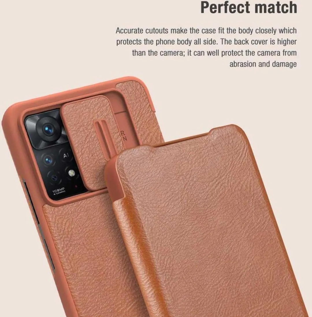 Nillkin Qin Pro Hoesje Xiaomi Redmi Note 11 Pro 5G - Bruin