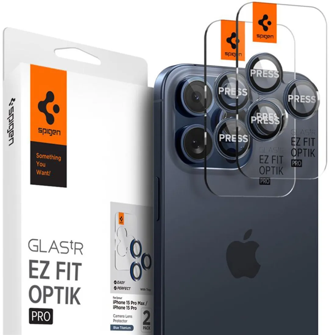 Spigen GlasTR EZ Fit Optik Pro AGL07164 Camera Lens Protector - 2 Stuks - Titanium Blauw