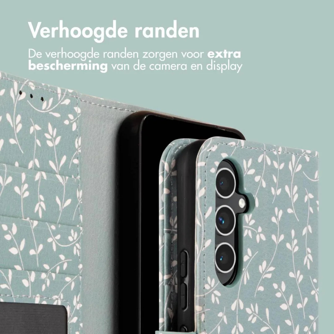imoshion Hoesje Samsung Galaxy A54 Smoke Green Flowers - 3 Pasjes - afbeelding 4 van 5