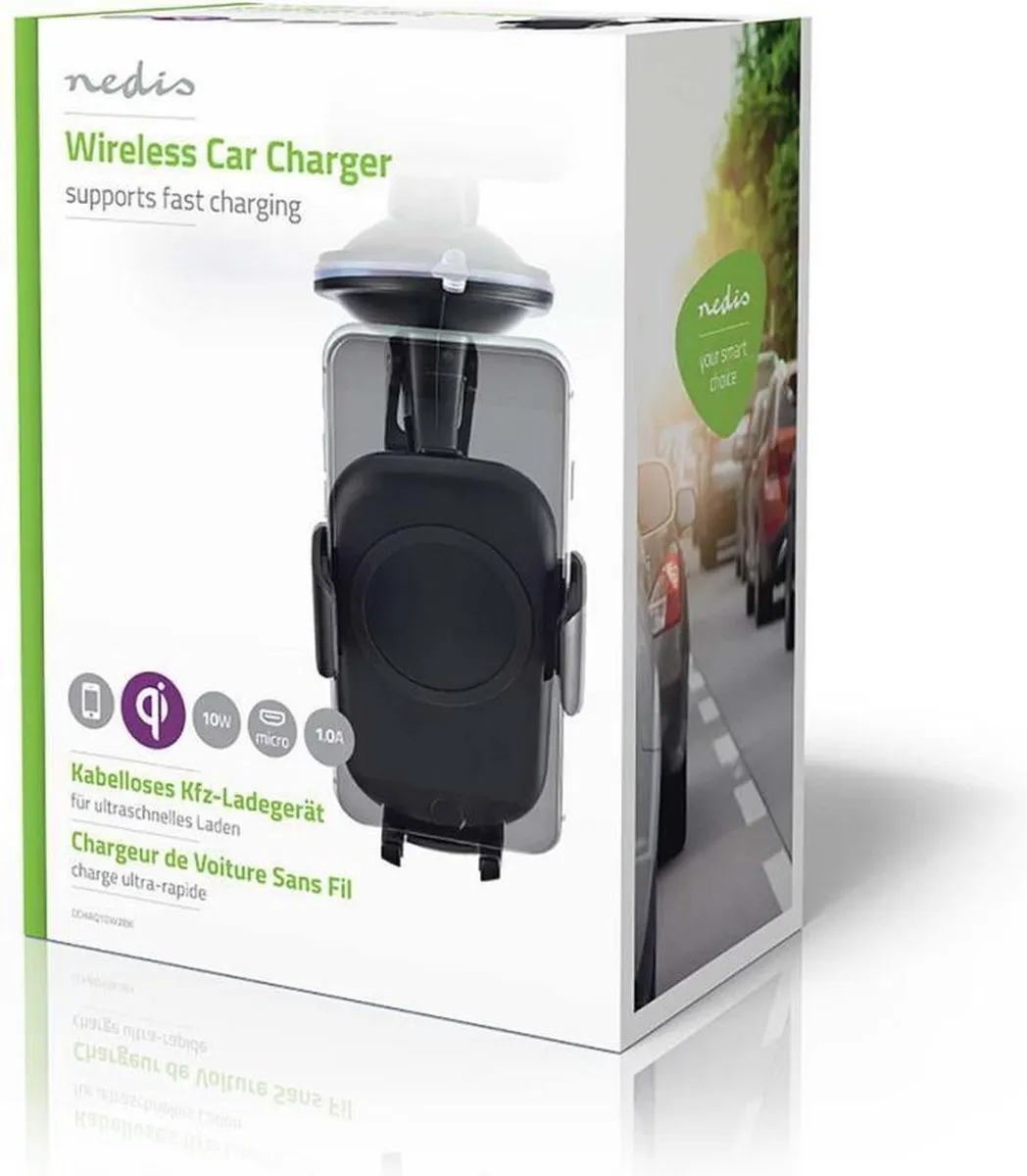 Nedis Draadloze Autolader 10W - Micro-USB kabel - Zwart