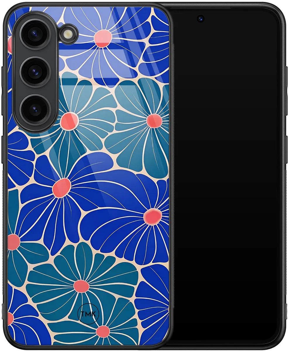 Casevibes Hoesje Samsung Galaxy S23 - Indigo Bloemen Blauw - TPU Luxe Case
