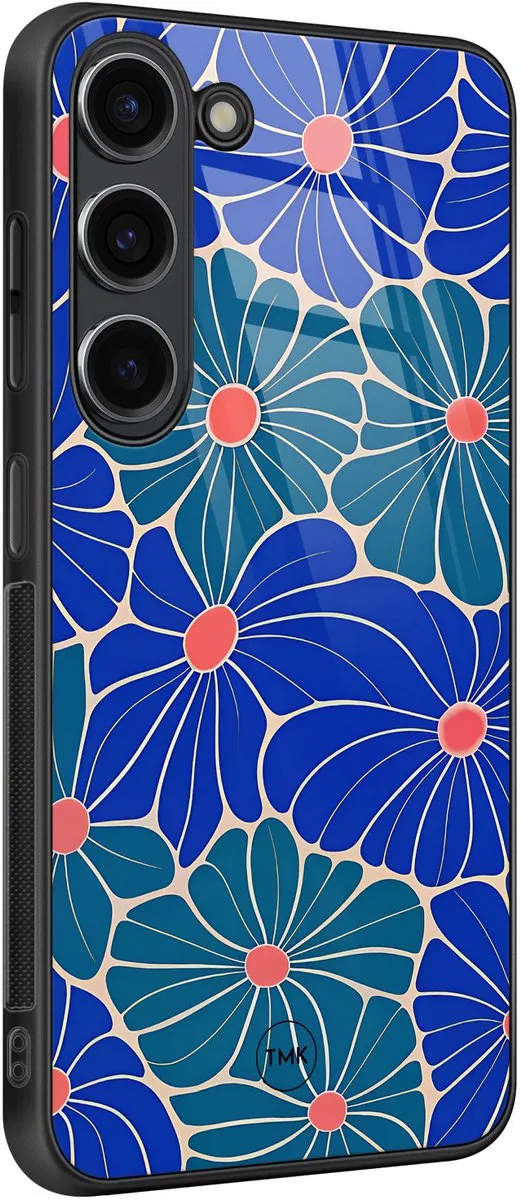 Casevibes Hoesje Samsung Galaxy S23 - Indigo Bloemen Blauw - TPU Luxe Case