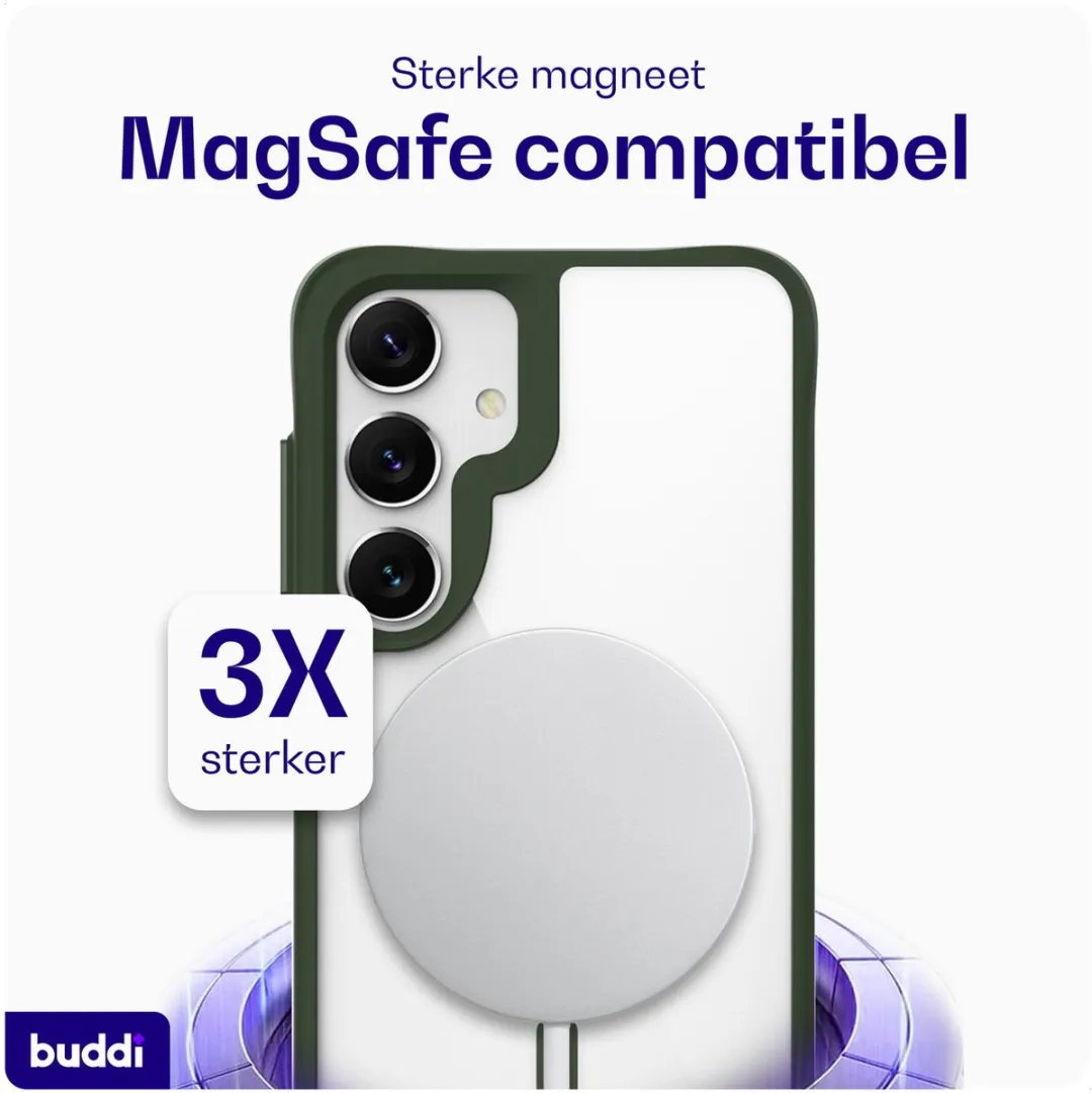 Buddi Hybrid Hoesje - Samsung Galaxy S24/S25 Plus - MagSafe - Transparant Groen