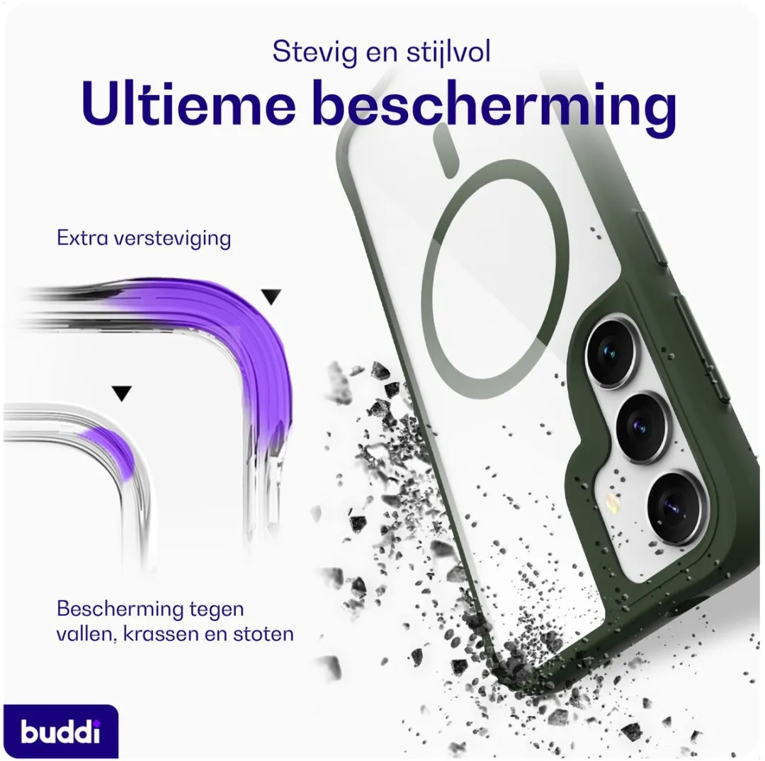 Buddi Hybrid Hoesje - Samsung Galaxy S24/S25 Plus - MagSafe - Transparant Groen