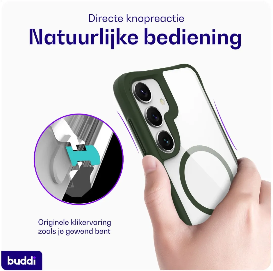 Buddi Hybrid Hoesje - Samsung Galaxy S24/S25 Plus - MagSafe - Transparant Groen - afbeelding 6 van 6