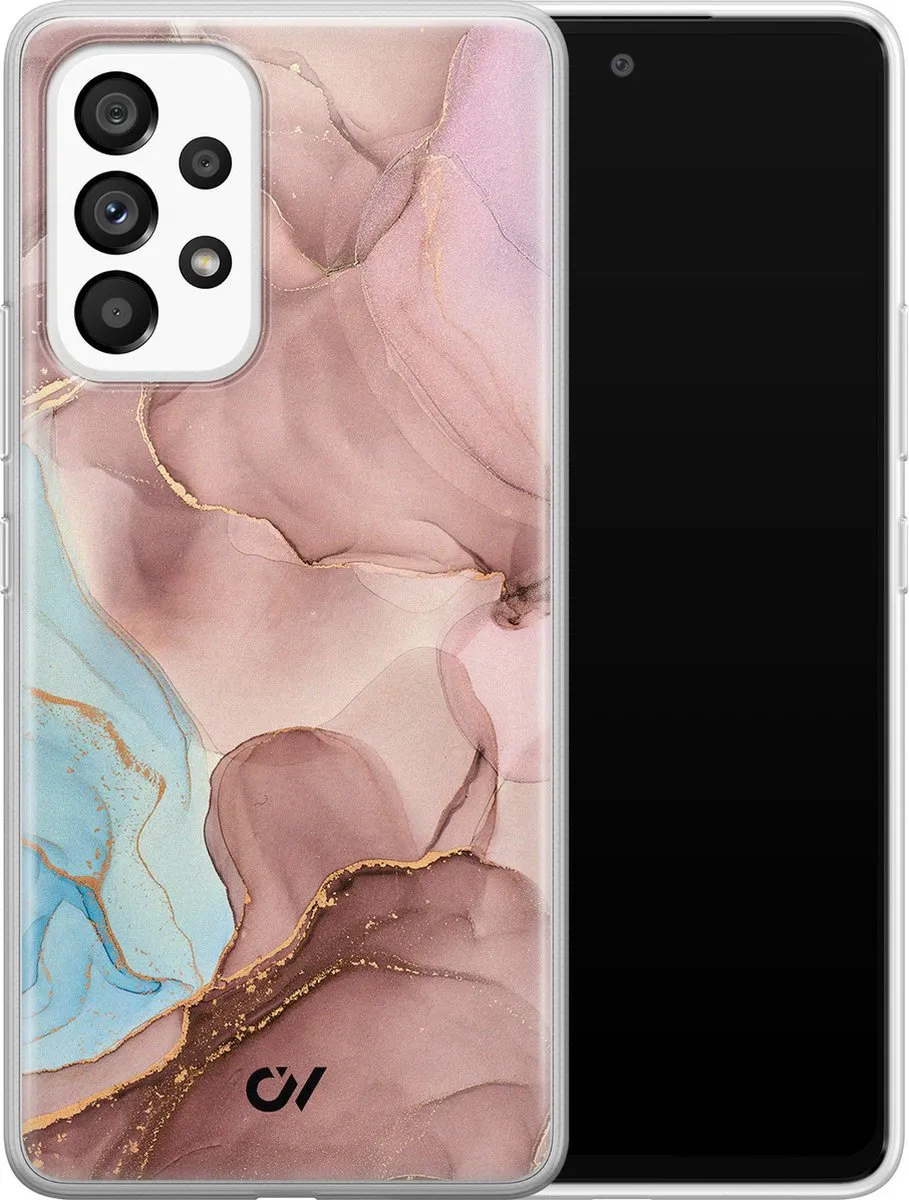 Casevibes Samsung Galaxy A53 Hoesje - Roze Marble Clouds