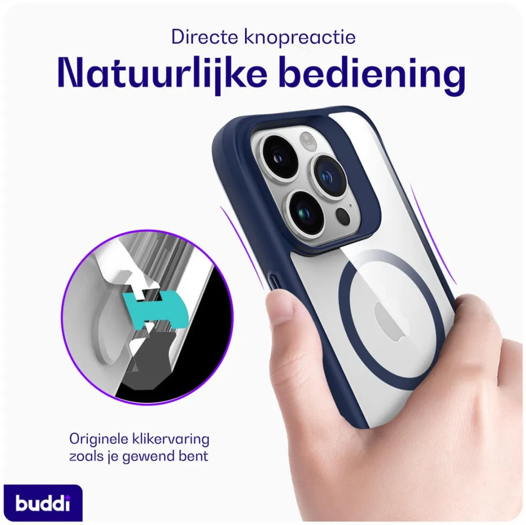 Buddi Hybrid Hoesje iPhone 15 Pro Max - Transparant Blauw