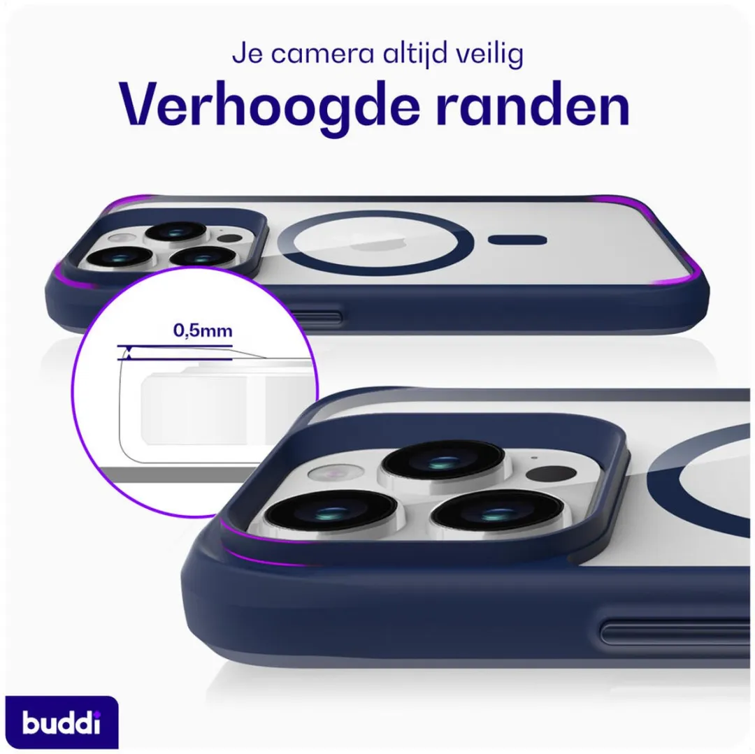 Buddi Hybrid Hoesje iPhone 15 Pro Max - Transparant Blauw