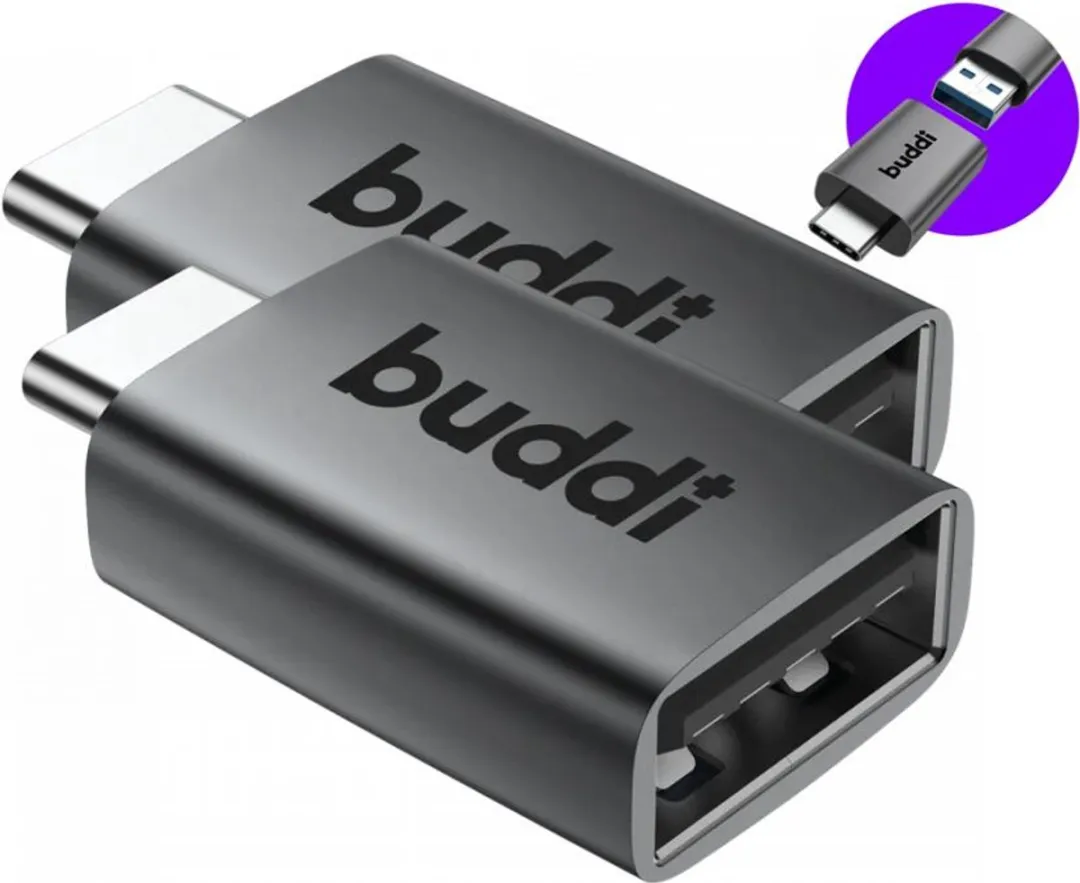Buddi Ease Duo Pack USB-A naar USB-C Adapter