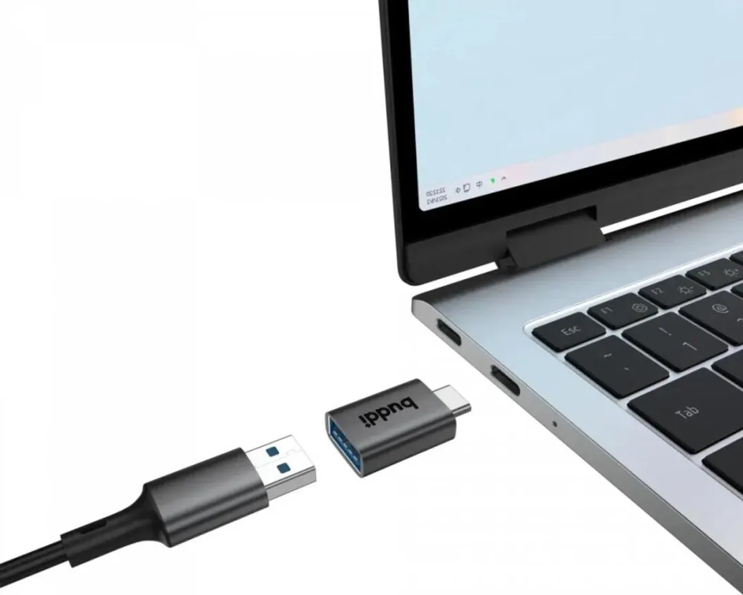 Buddi Ease Duo Pack USB-A naar USB-C Adapter - 2 Stuks - Grijs