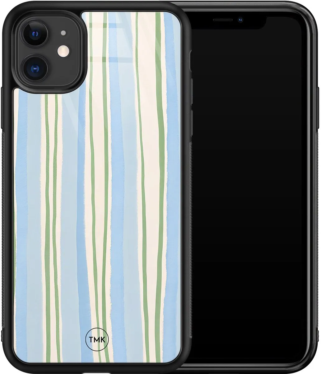 Casevibes iPhone 11 Hoesje - Blauw met Pastelstrepen