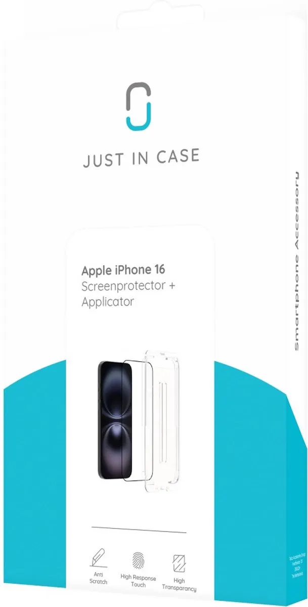 Just in Case Cazy Screenprotector iPhone 16 - 1 Stuk