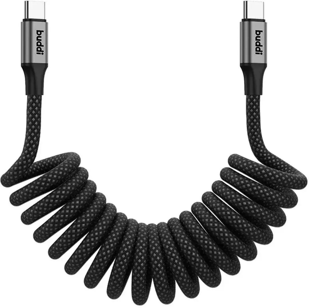 Buddi Flex USB-C Krulkabel 60W - 1M - Zwart