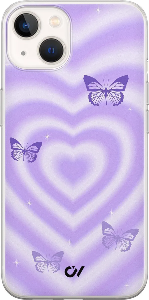 Casevibes Hoesje iPhone 13 Retro Hart Vlinder