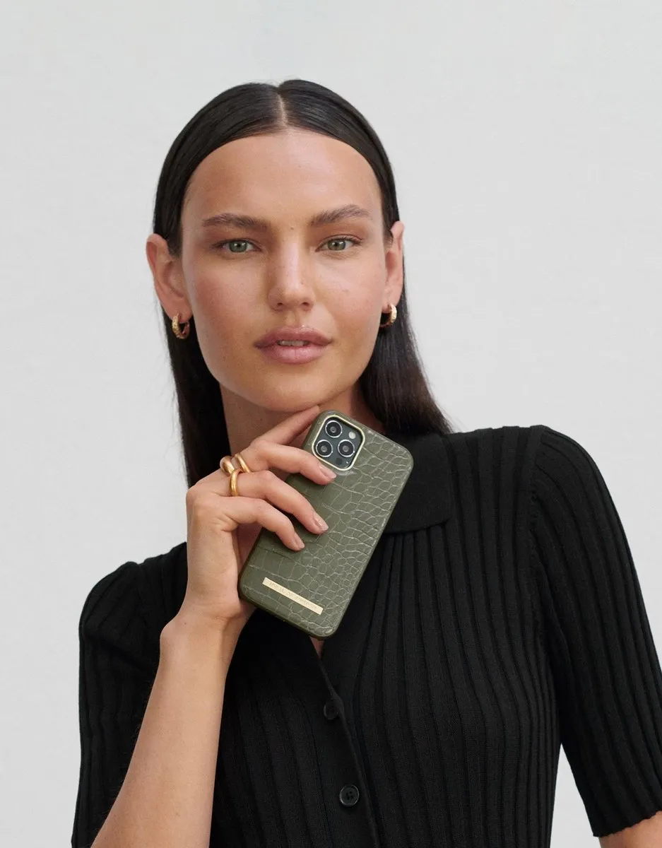iDeal of Sweden Atelier Case iPhone 13 Mini - Khaki Croco