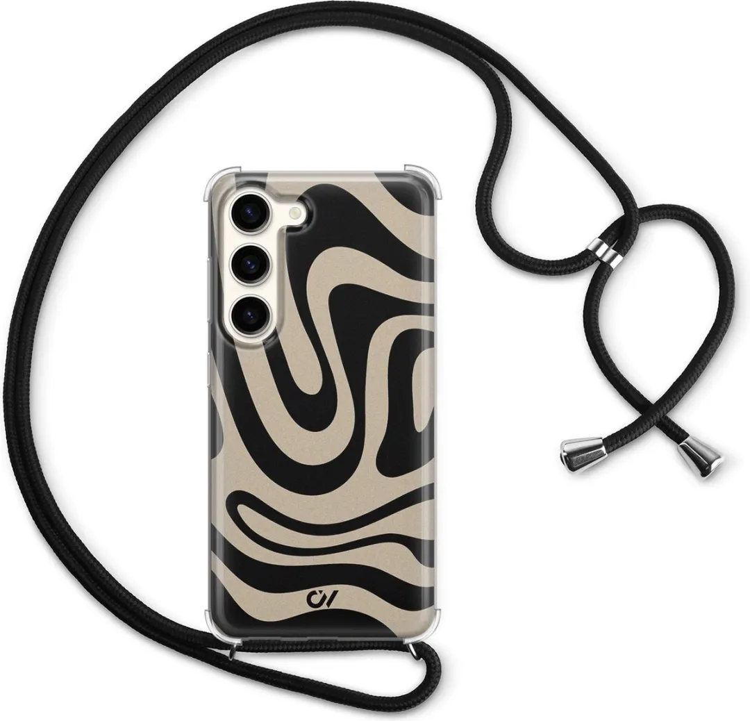 Casevibes S23 Telefoonhoesje - Abstract Black Waves - Zwart - C/S23/UV/013