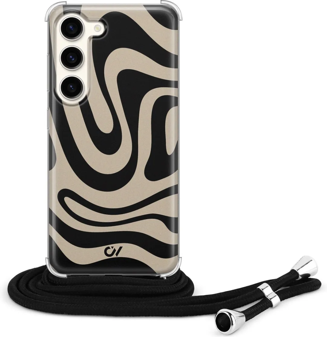Casevibes S23 Telefoonhoesje - Abstract Black Waves - Zwart - C/S23/UV/013
