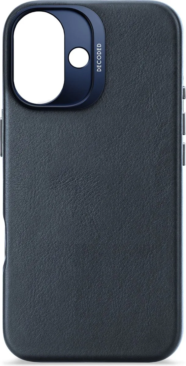 DECODED Leren Hoesje Geschikt voor iPhone 16 - Gemaakt van Premium ECCO Leer - Geschikt voor MagSafe - Navy Blauw