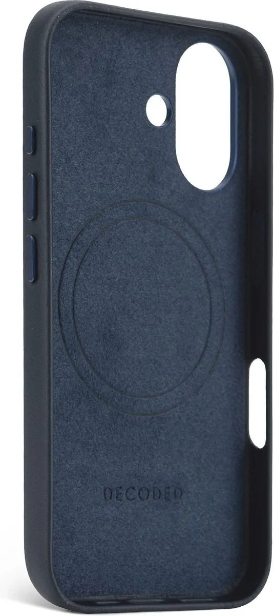 DECODED Leren Hoesje Geschikt voor iPhone 16 - Gemaakt van Premium ECCO Leer - Geschikt voor MagSafe - Navy Blauw