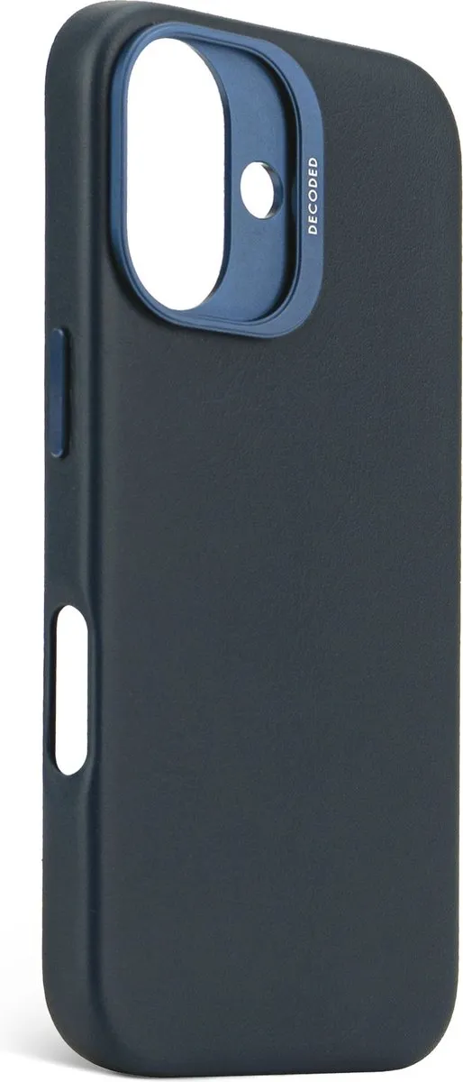 DECODED Leren Hoesje Geschikt voor iPhone 16 - Gemaakt van Premium ECCO Leer - Geschikt voor MagSafe - Navy Blauw
