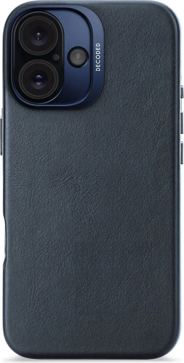 DECODED Leren Hoesje Geschikt voor iPhone 16 - Gemaakt van Premium ECCO Leer - Geschikt voor MagSafe - Navy Blauw