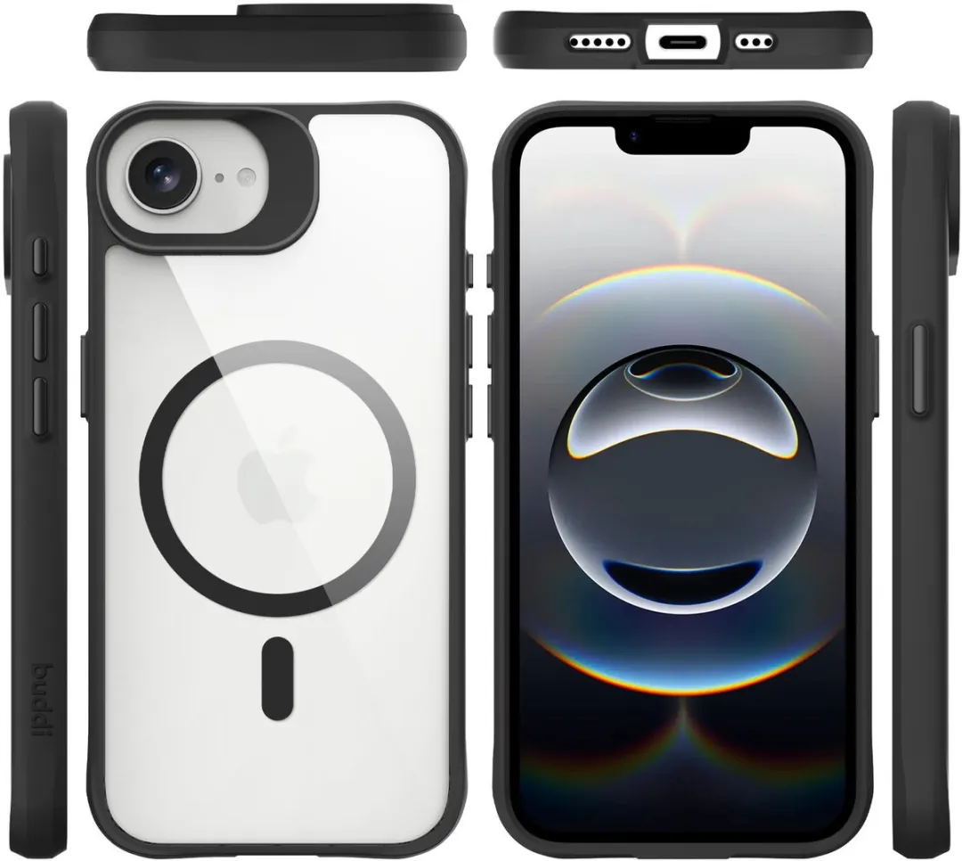 Buddi Hybrid Hoesje iPhone 16/17 - MagSafe Transparant Zwart