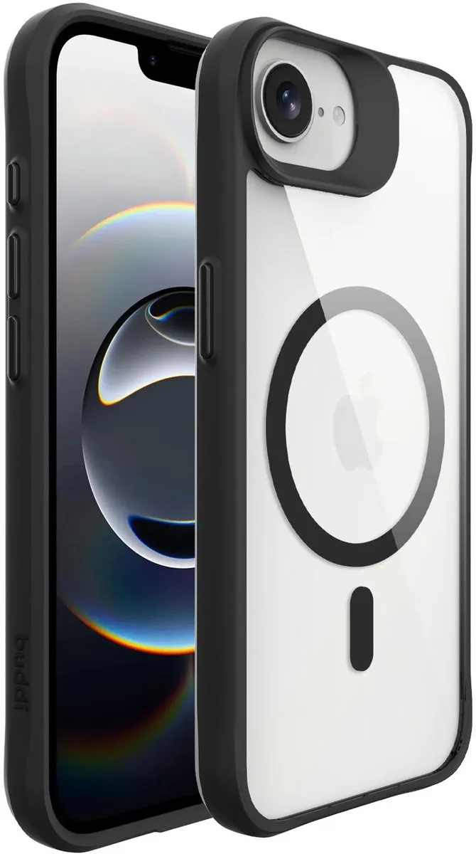 Buddi Hybrid Hoesje iPhone 16/17 - MagSafe Transparant Zwart