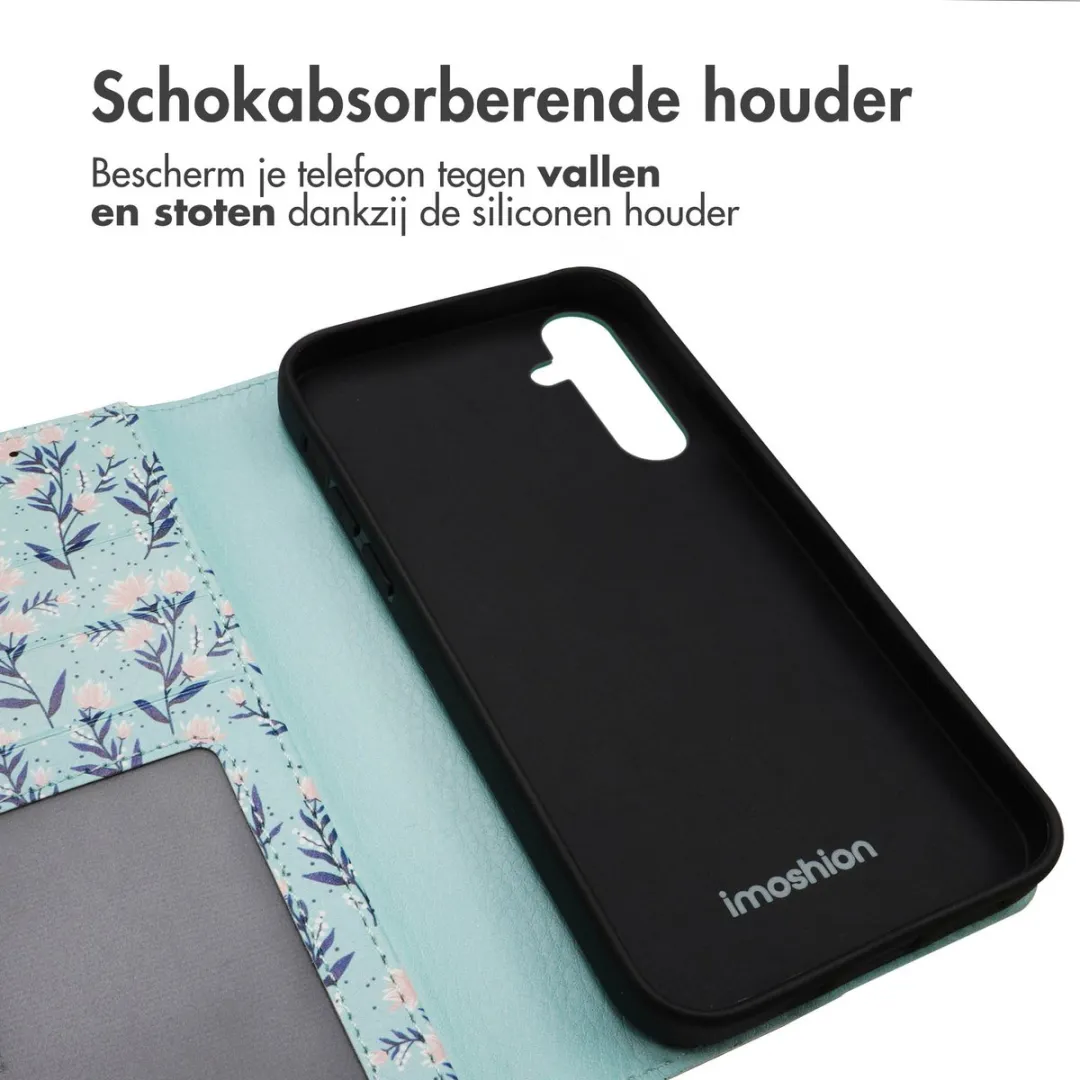 Imoshion Galaxy A25 Hoesje Blue Flowers - 3 Pasjes - afbeelding 6 van 6